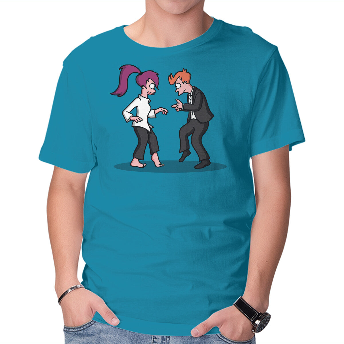 Future Fiction – Sci-Fi Graphic T-Shirt in turquoise, product display