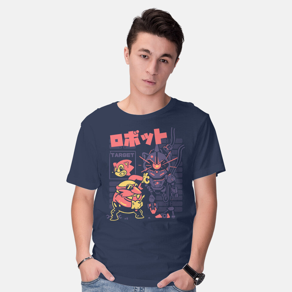 Model wearing navy Evil Creation – Gaming Graphic T-Shirt