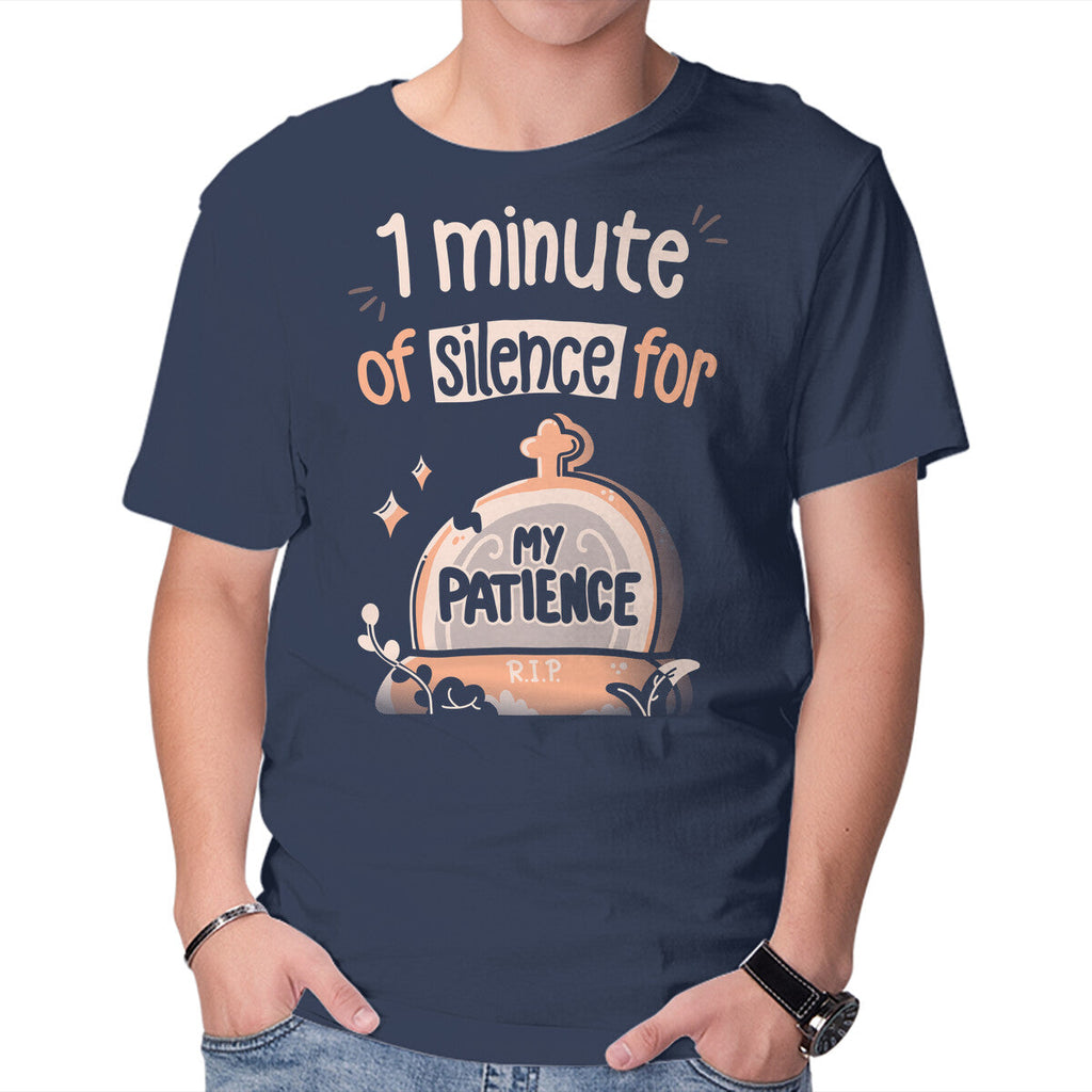 RIP Patience – Funny Graphic T-Shirt in navy, product display