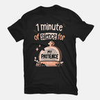 RIP Patience – Funny Graphic T-Shirt in black, flat-lay product view