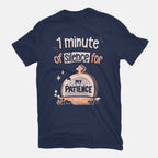 RIP Patience – Funny Graphic T-Shirt in navy, flat-lay product view