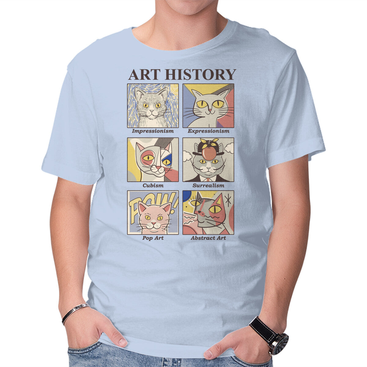Art History – Cat Graphic T-Shirt in blue, product display