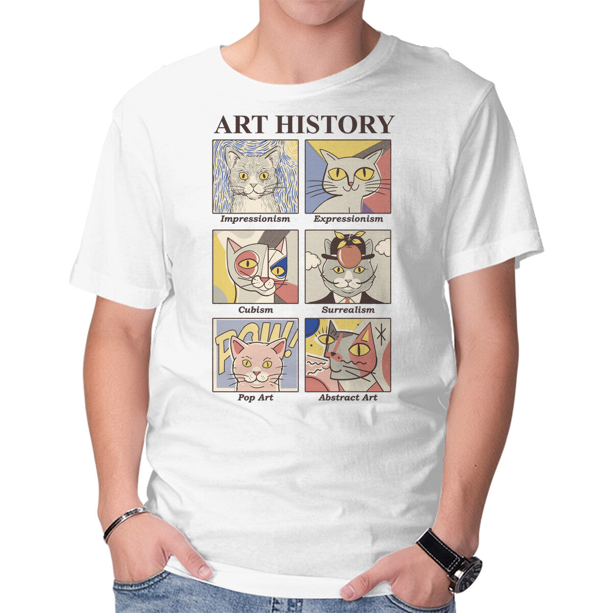 Art History – Cat Graphic T-Shirt in white, product display
