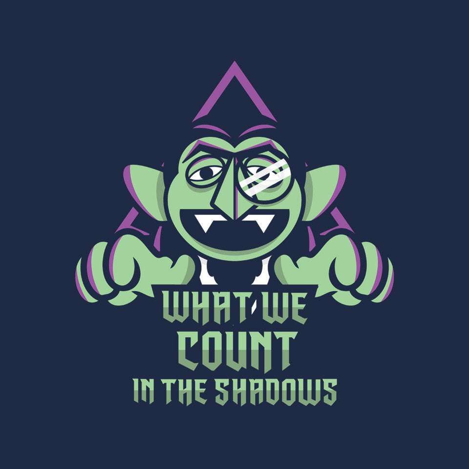 Shadow Count – Fantasy Graphic T-Shirt design artwork for navy graphic T-shirt