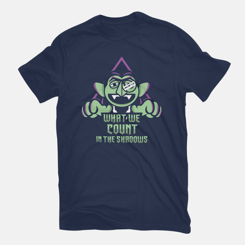 Shadow Count – Fantasy Graphic T-Shirt in navy, flat-lay product view