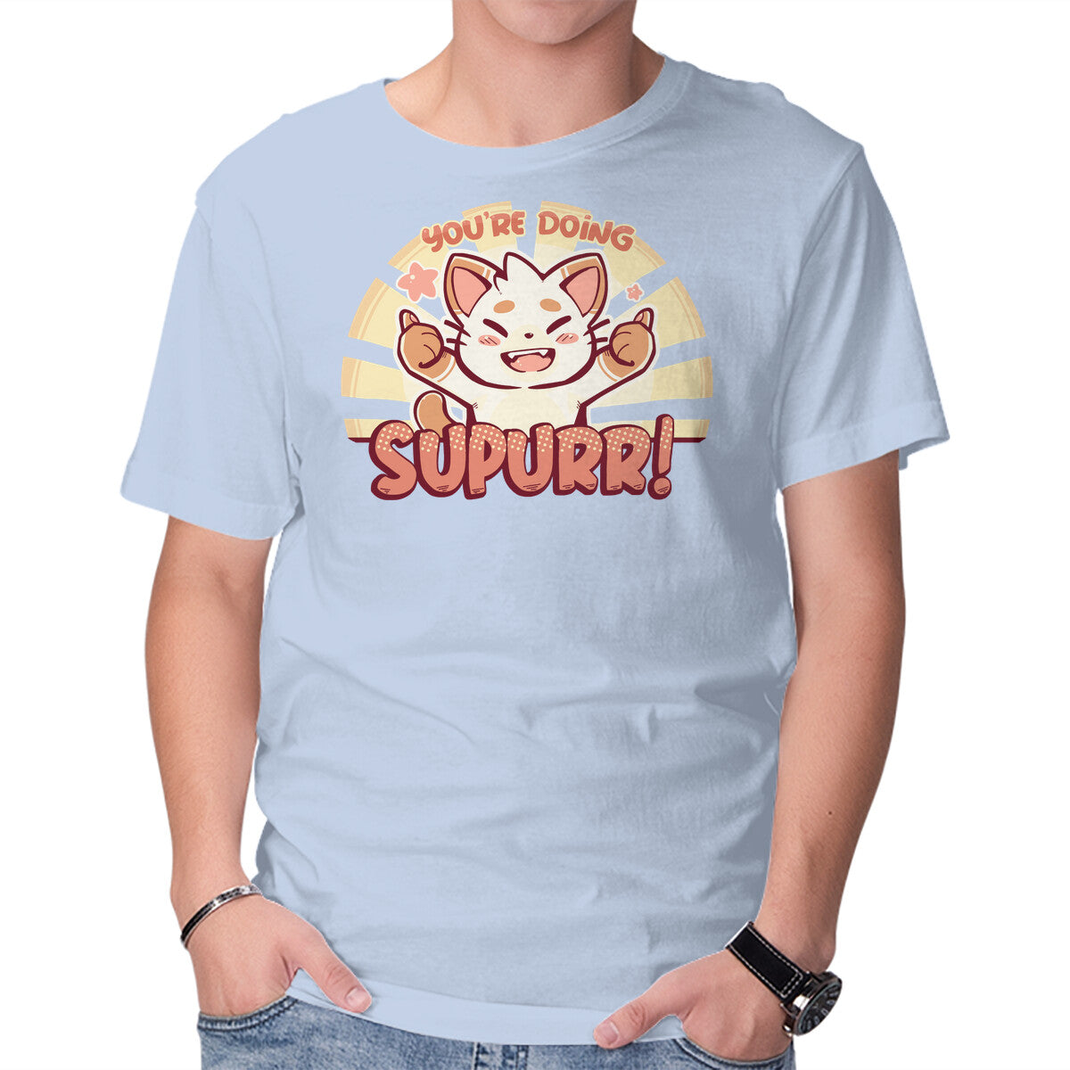 You're Doing SuPURR – Cat Graphic T-Shirt in blue, product display