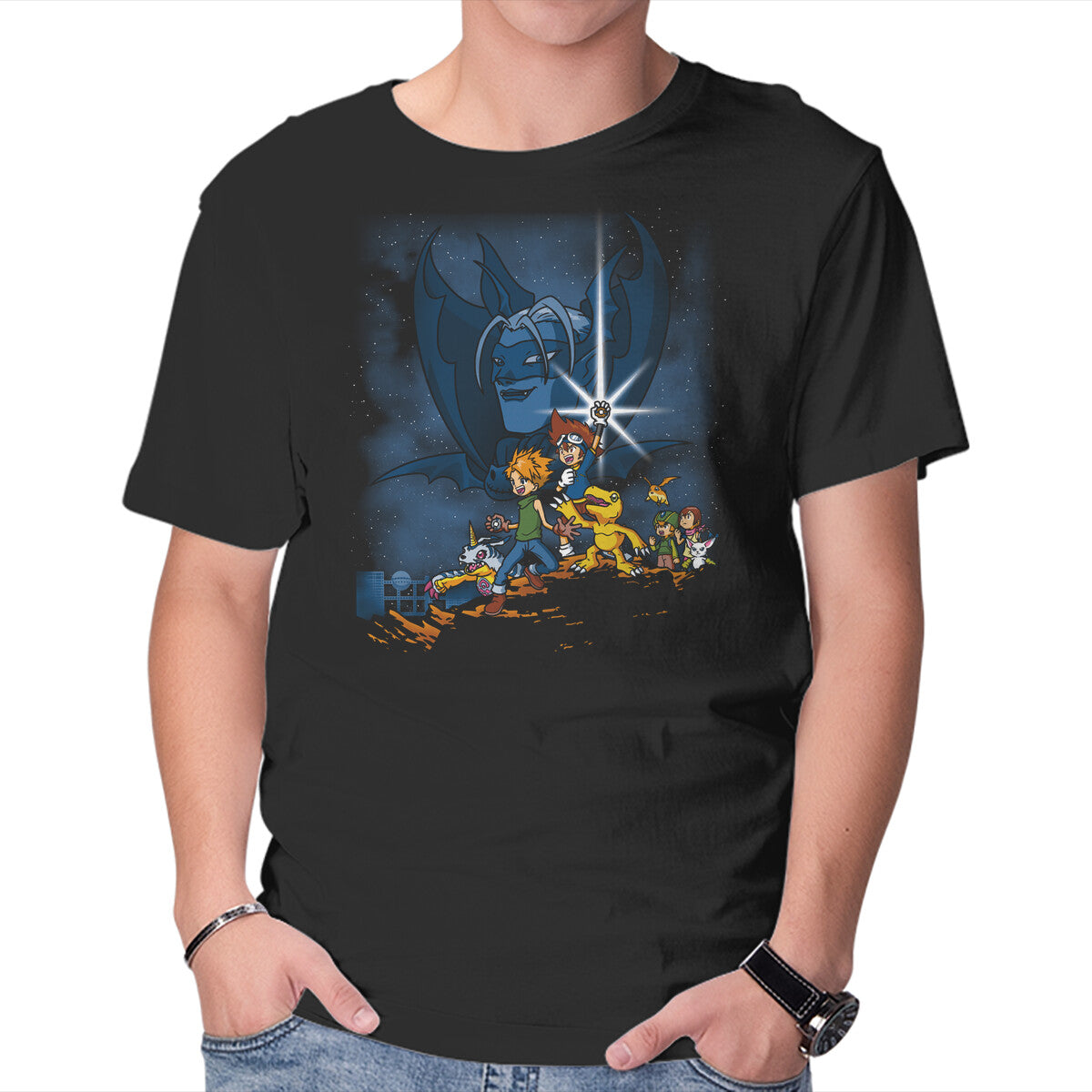 Digi Wars – Anime Graphic T-Shirt in black, product display