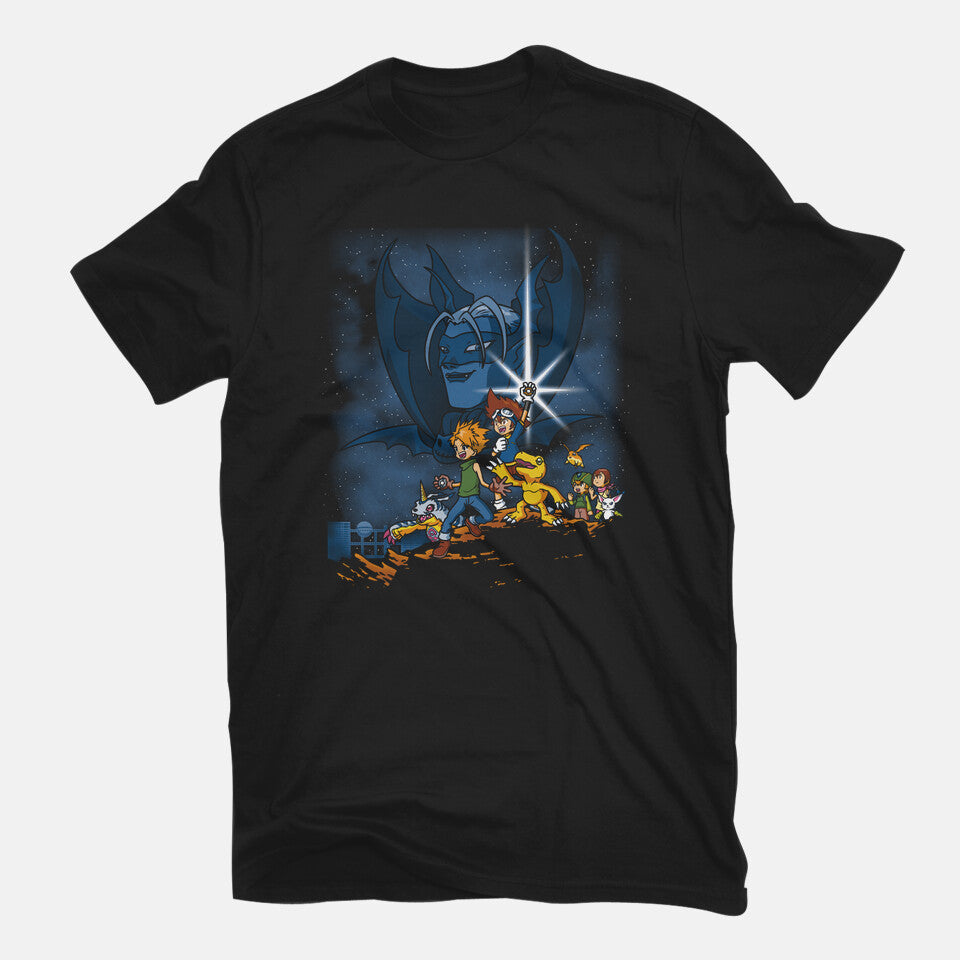 Digi Wars – Anime Graphic T-Shirt in black, flat-lay product view