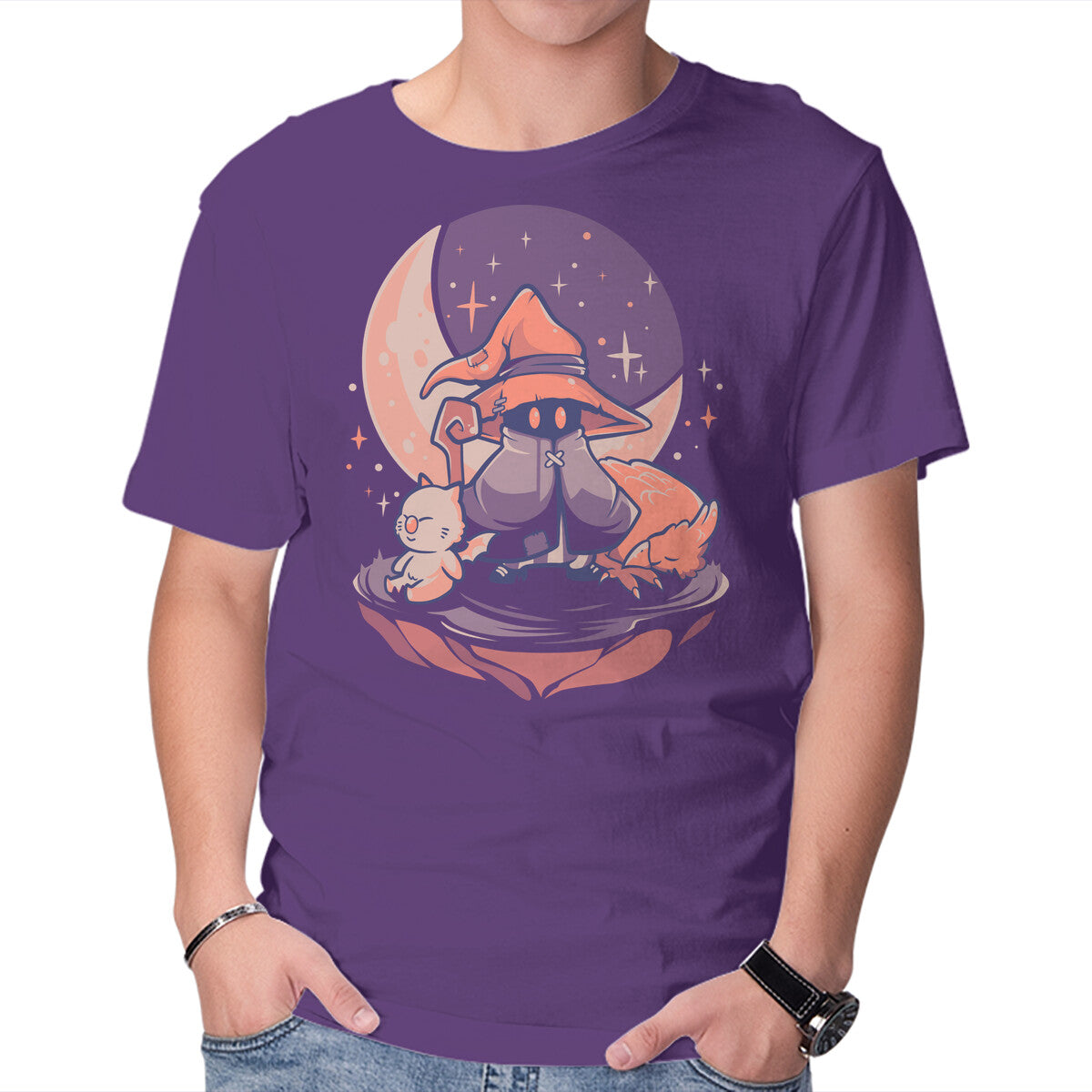 Nightfall Mage – Gaming Graphic T-Shirt in purple, product display
