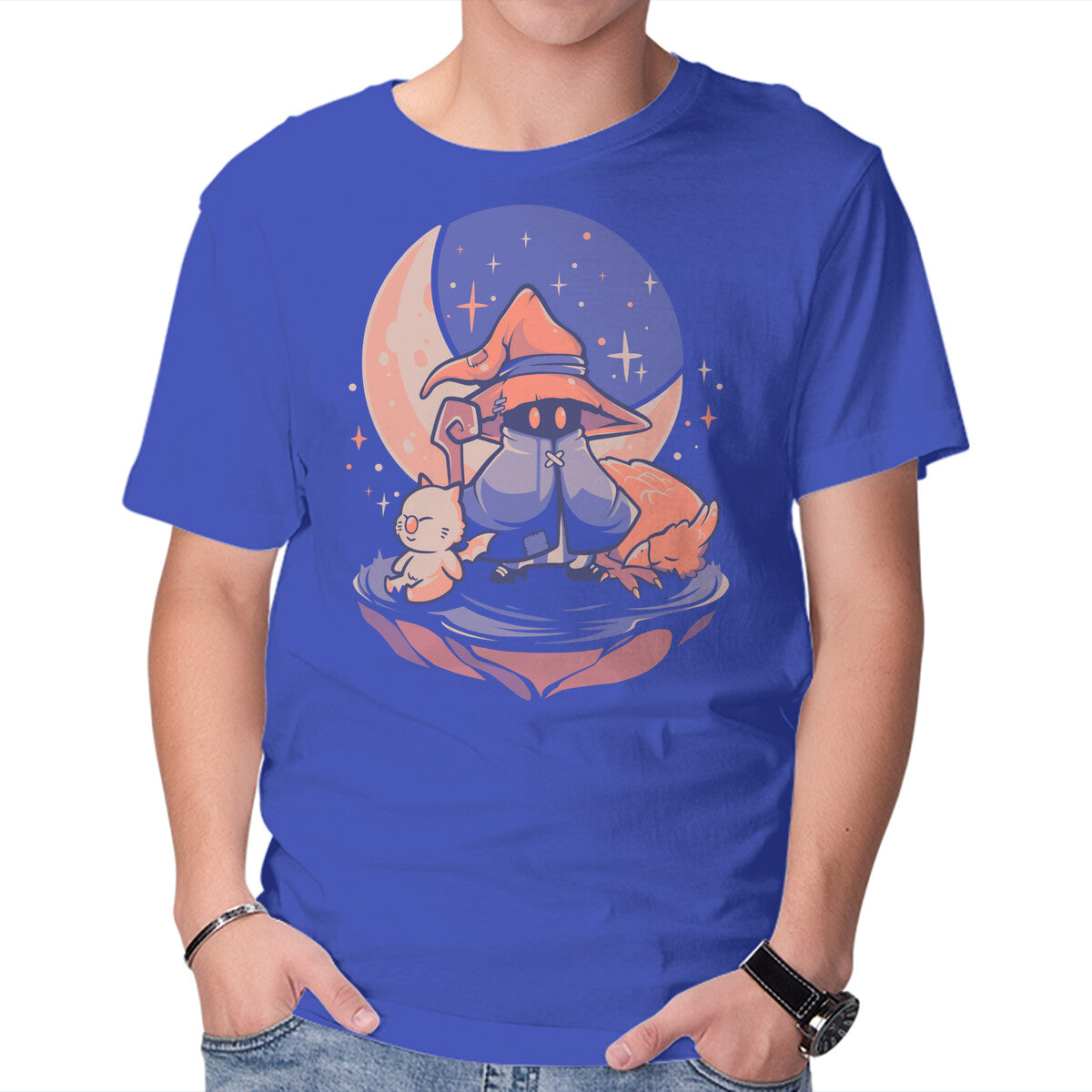 Nightfall Mage – Gaming Graphic T-Shirt in royal blue, product display