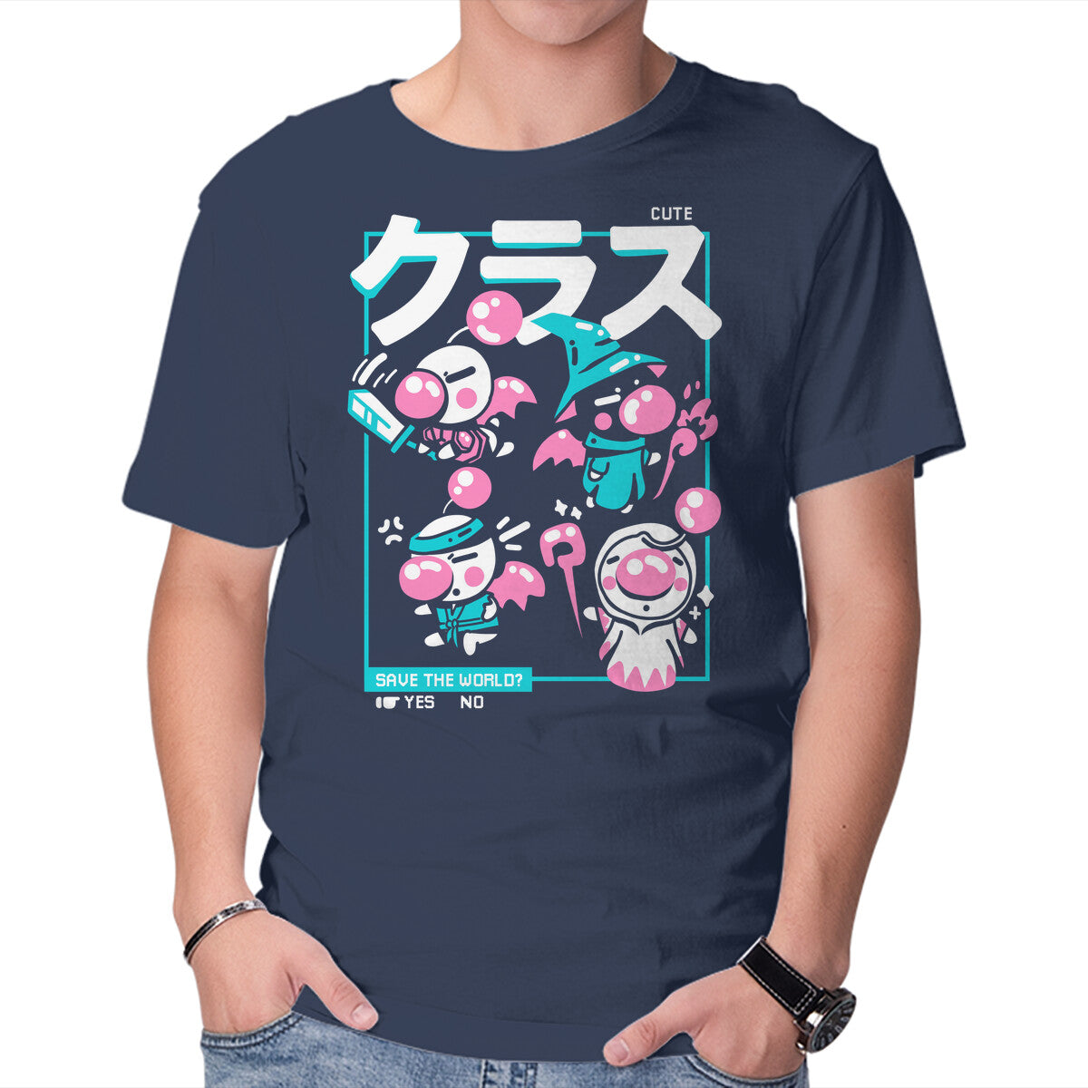 Final Hero – Gaming Graphic T-Shirt in navy, product display