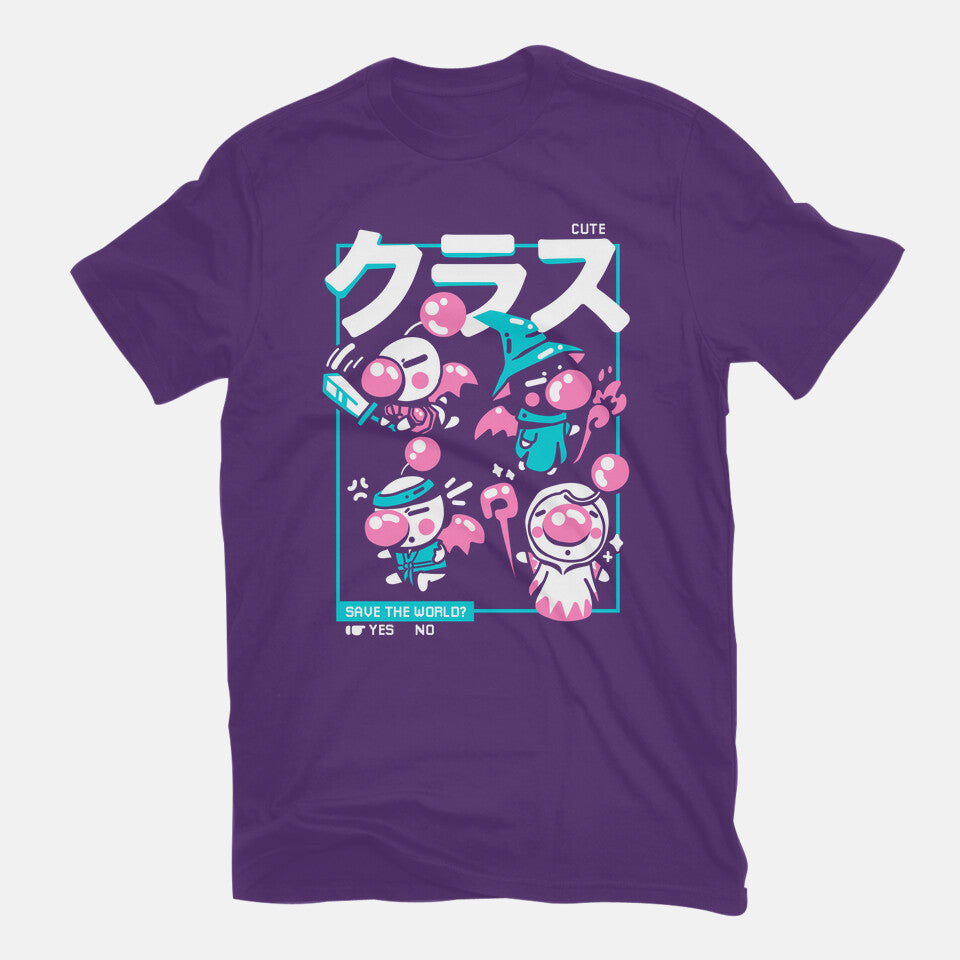 Final Hero – Gaming Graphic T-Shirt in purple, flat-lay product view