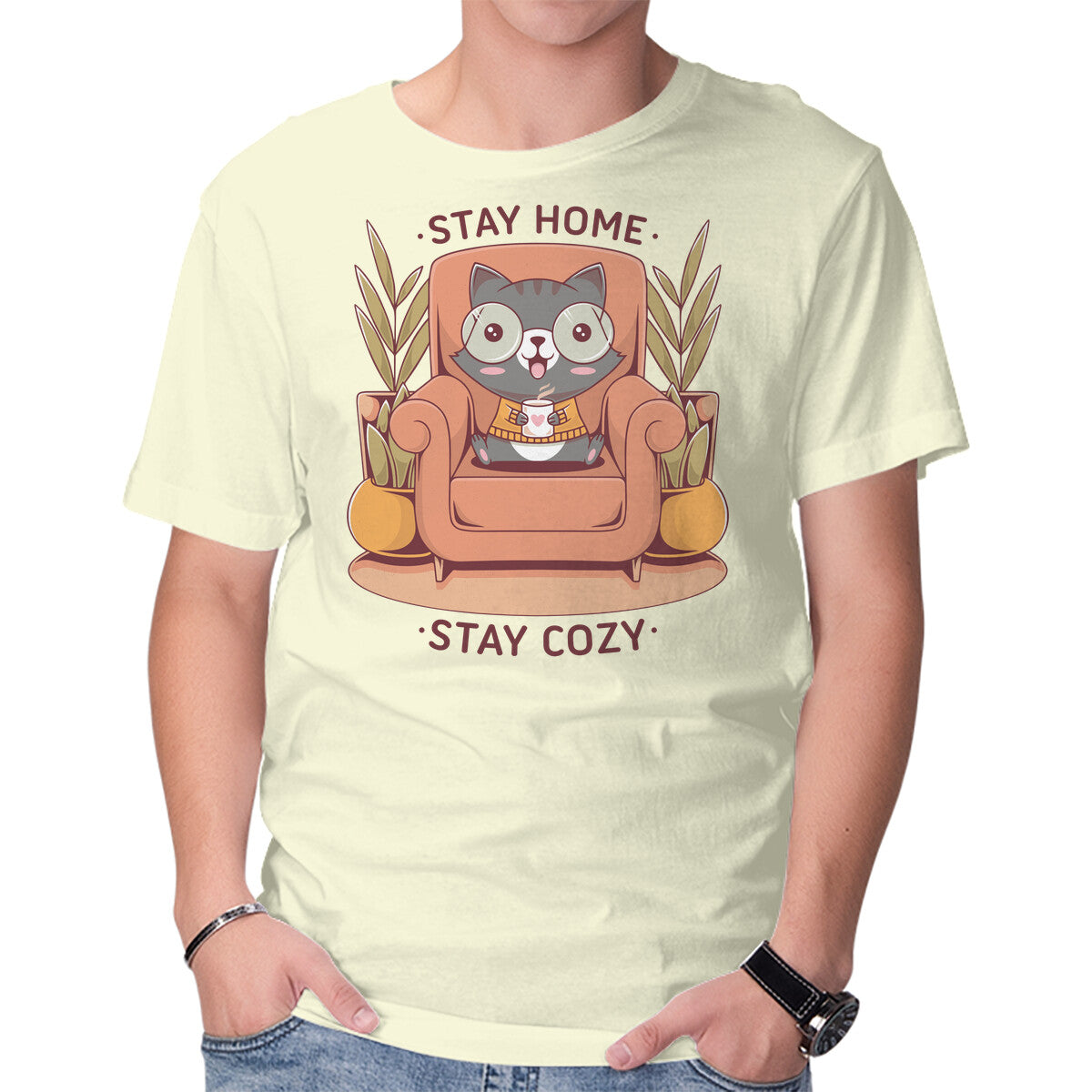 Cozy Time – Cat Graphic T-Shirt