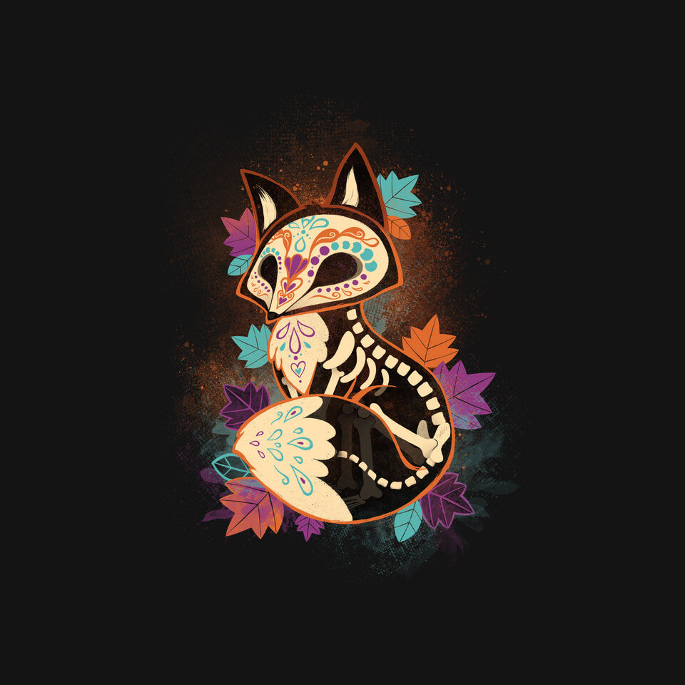Skeleton Fox – Animal Graphic T-Shirt design artwork for black graphic T-shirt