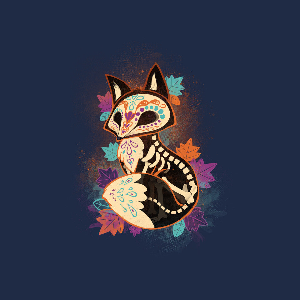 Skeleton Fox – Animal Graphic T-Shirt design artwork for navy graphic T-shirt