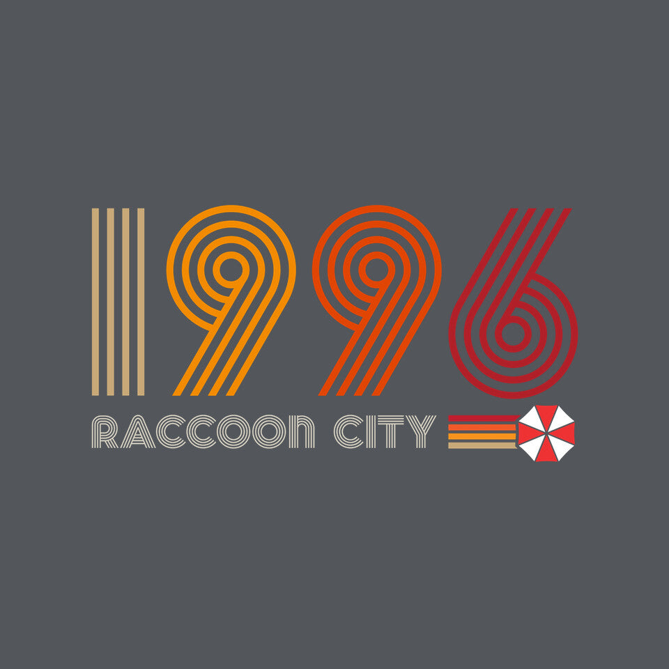 Raccoon City 1996 Graphic T-Shirt design artwork for charcoal graphic T-shirt