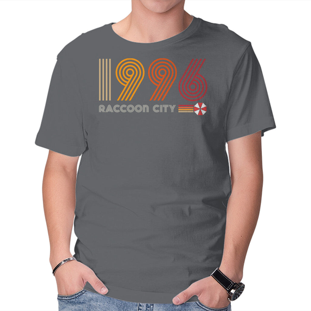 Raccoon City 1996 Graphic T-Shirt in charcoal, product display