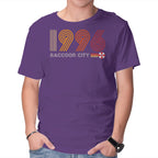 Raccoon City 1996 Graphic T-Shirt in purple, product display