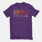Raccoon City 1996 Graphic T-Shirt in purple, flat-lay product view