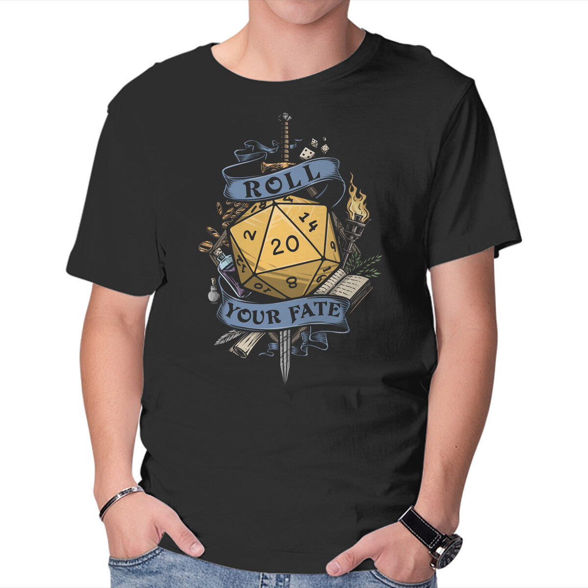 Time To Roll – Gaming Graphic T-Shirt in black, product display