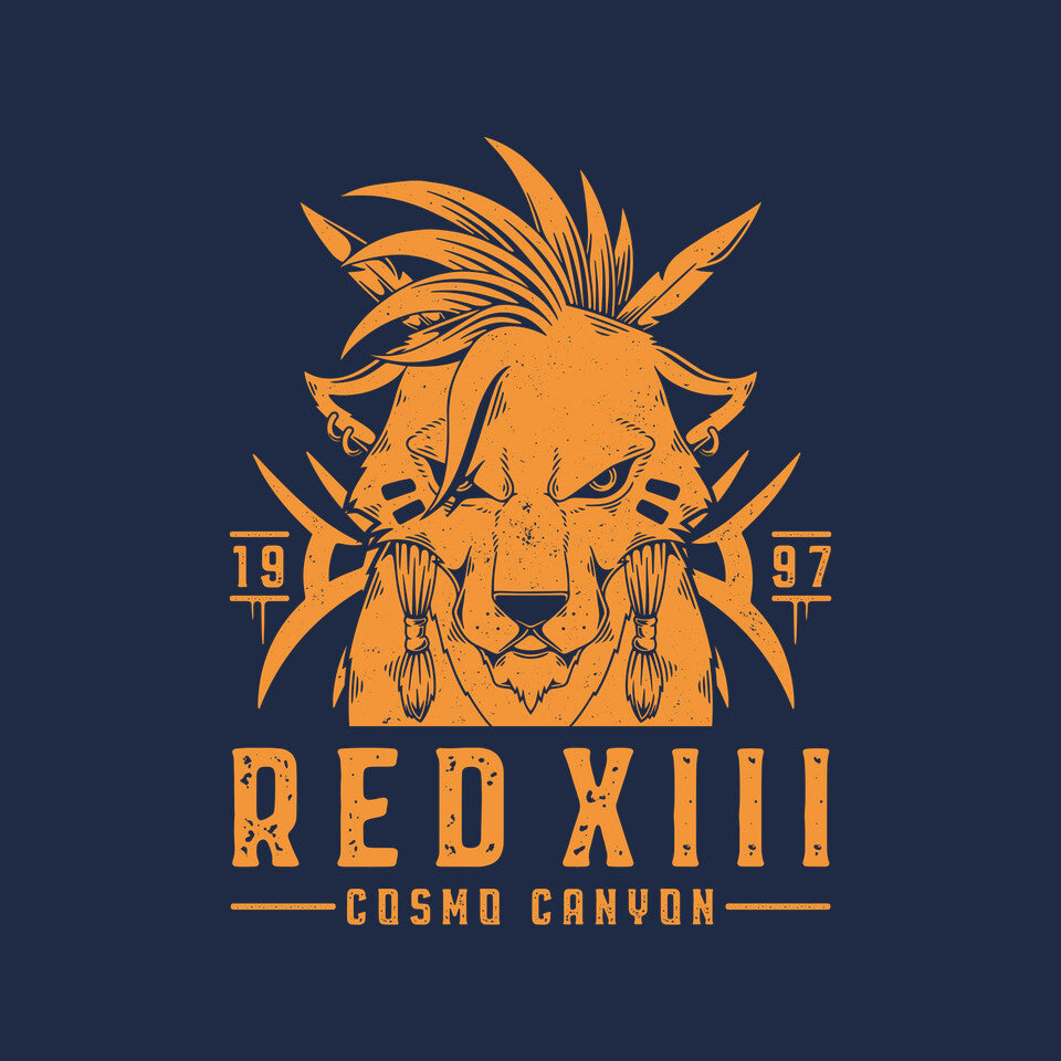 Red XIII – Gaming Graphic T-Shirt design artwork for navy graphic T-shirt