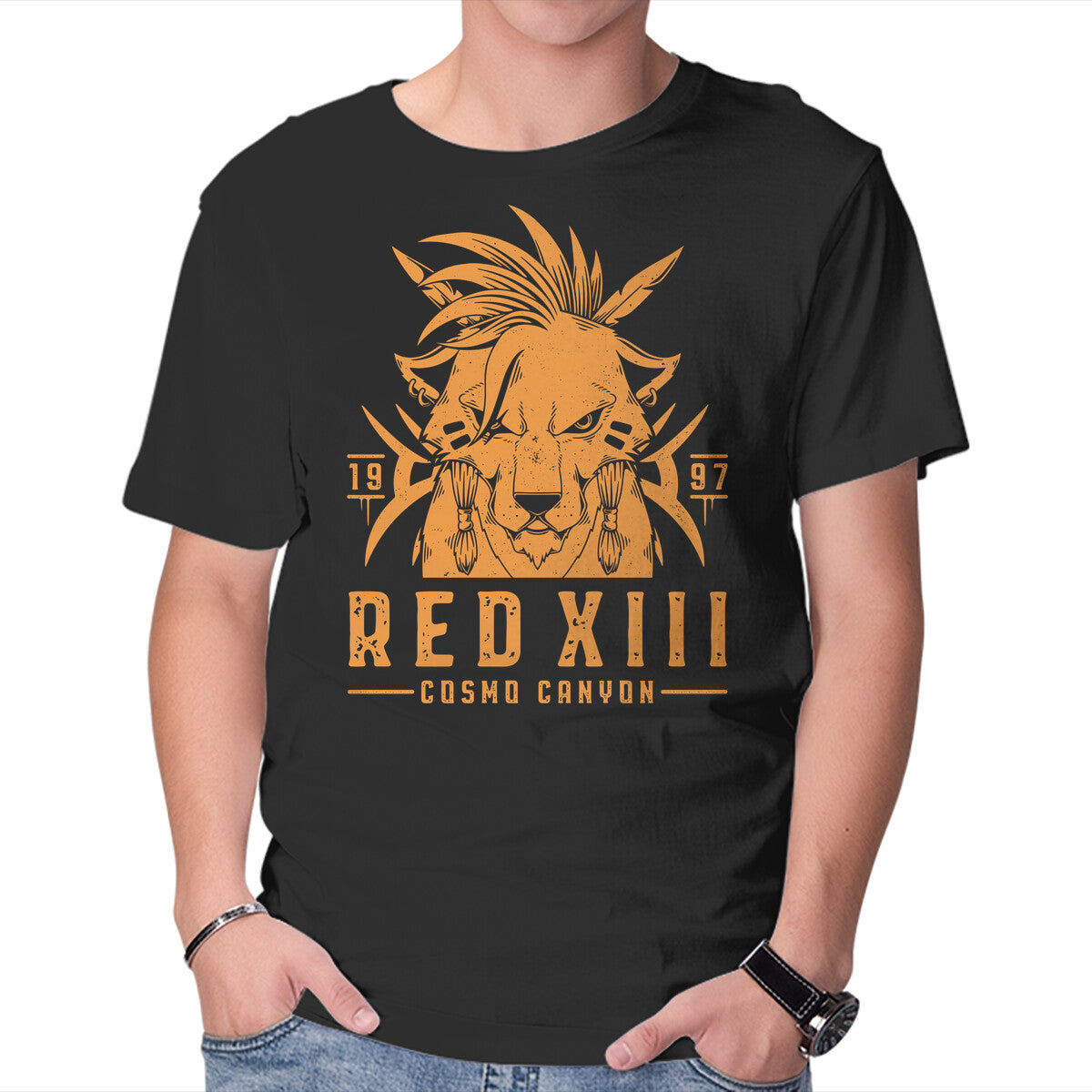 Red XIII – Gaming Graphic T-Shirt in black, product display