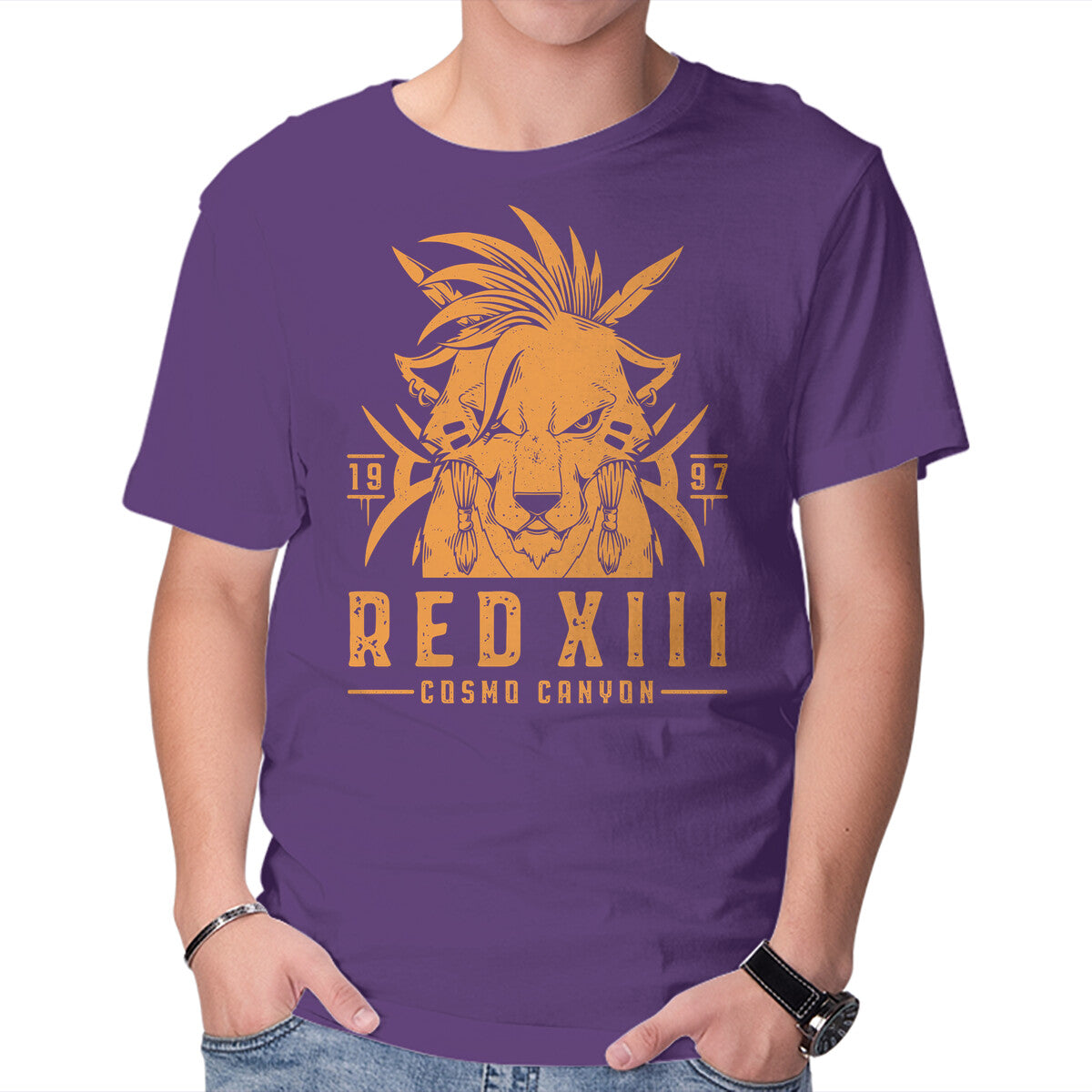 Red XIII – Gaming Graphic T-Shirt in purple, product display