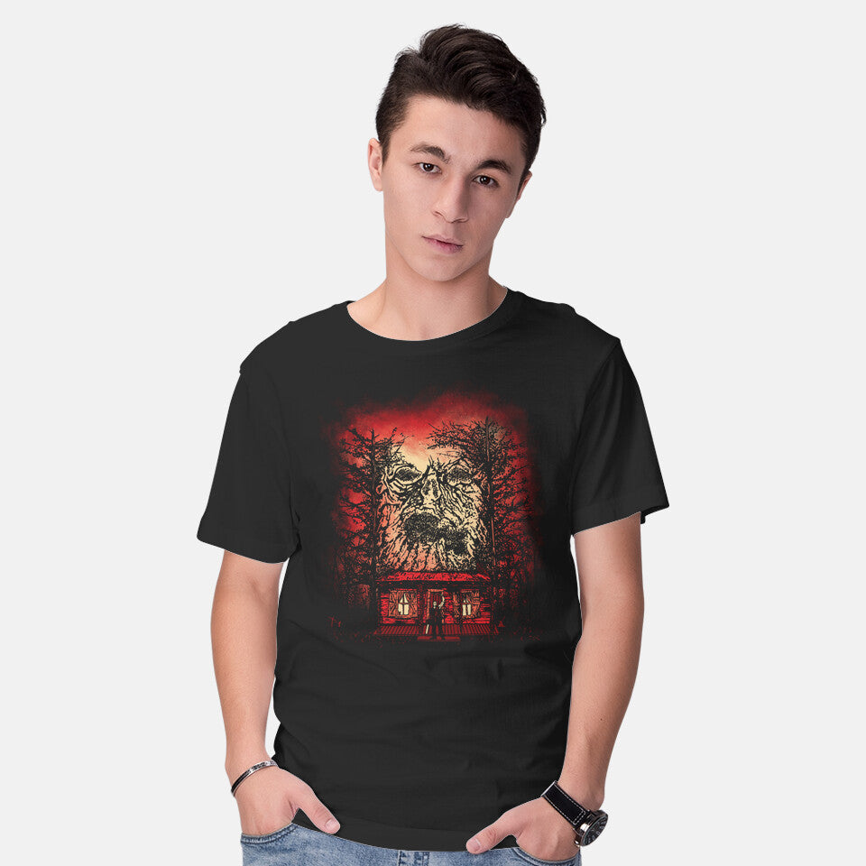 Model wearing black Hell On Earth – Horror Graphic T-Shirt