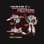 The Variable Fighters – Sci-Fi Graphic T-Shirt design artwork for black graphic T-shirt