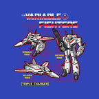 The Variable Fighters – Sci-Fi Graphic T-Shirt design artwork for royal blue graphic T-shirt