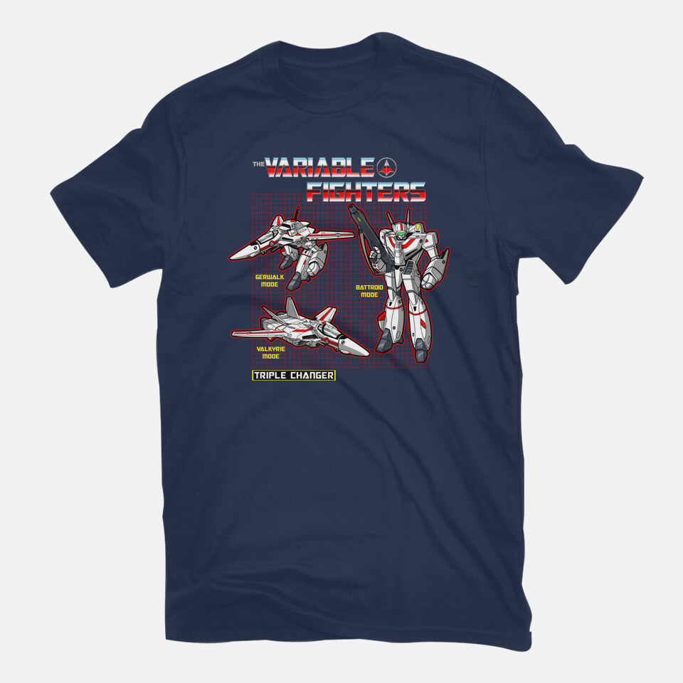 The Variable Fighters – Sci-Fi Graphic T-Shirt in navy, flat-lay product view