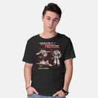 Model wearing black The Variable Fighters – Sci-Fi Graphic T-Shirt