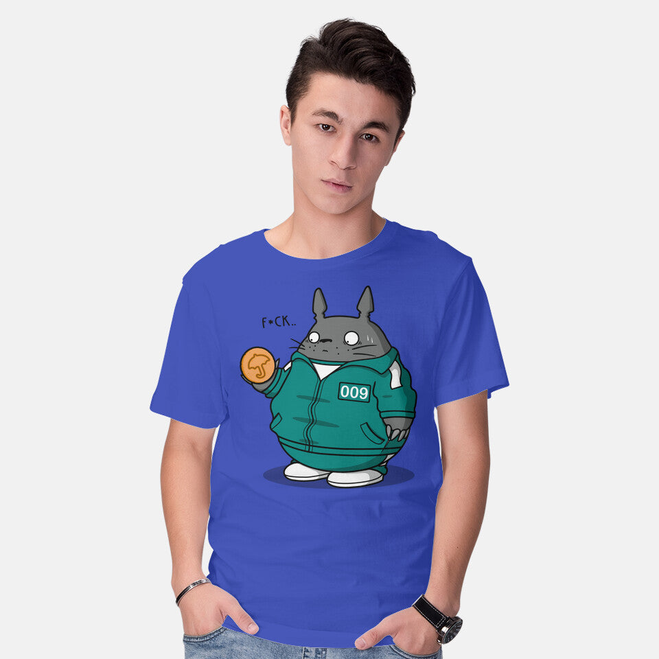 Model wearing royal blue Wrong Cookie! – Anime Graphic T-Shirt