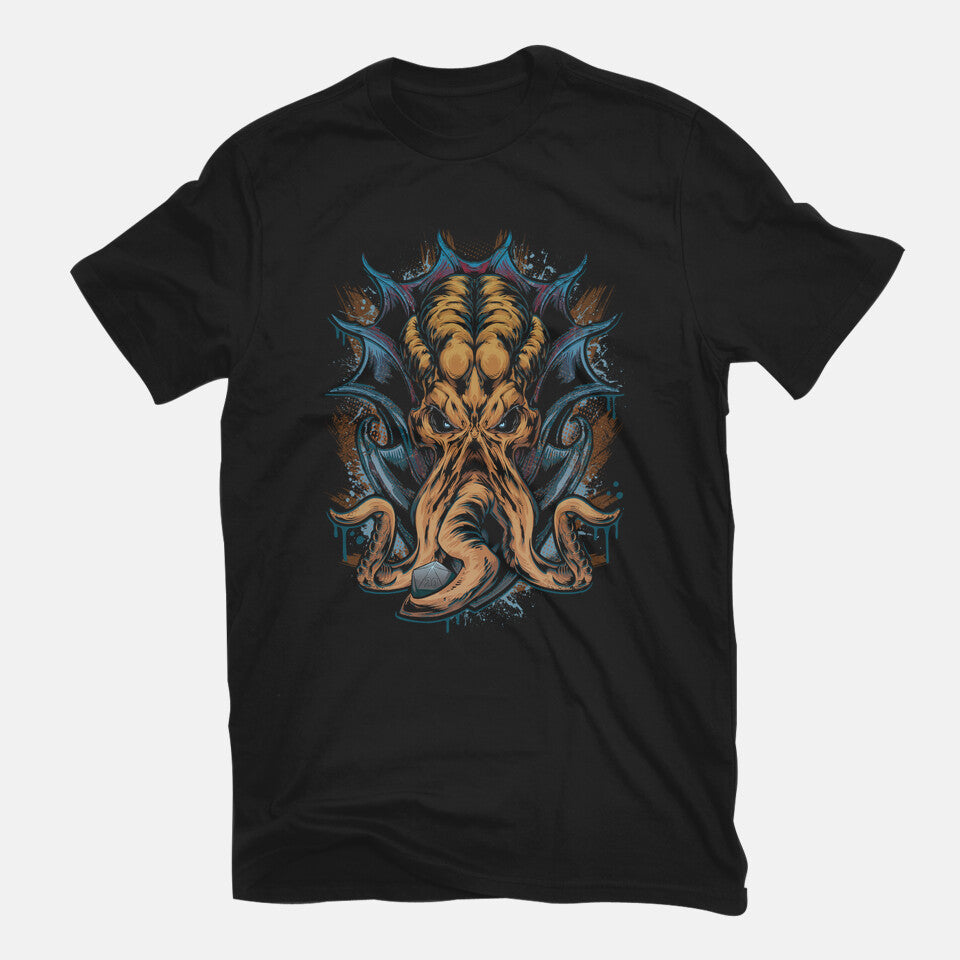 Flaying The Mind – Gaming Graphic T-Shirt in black, flat-lay product view