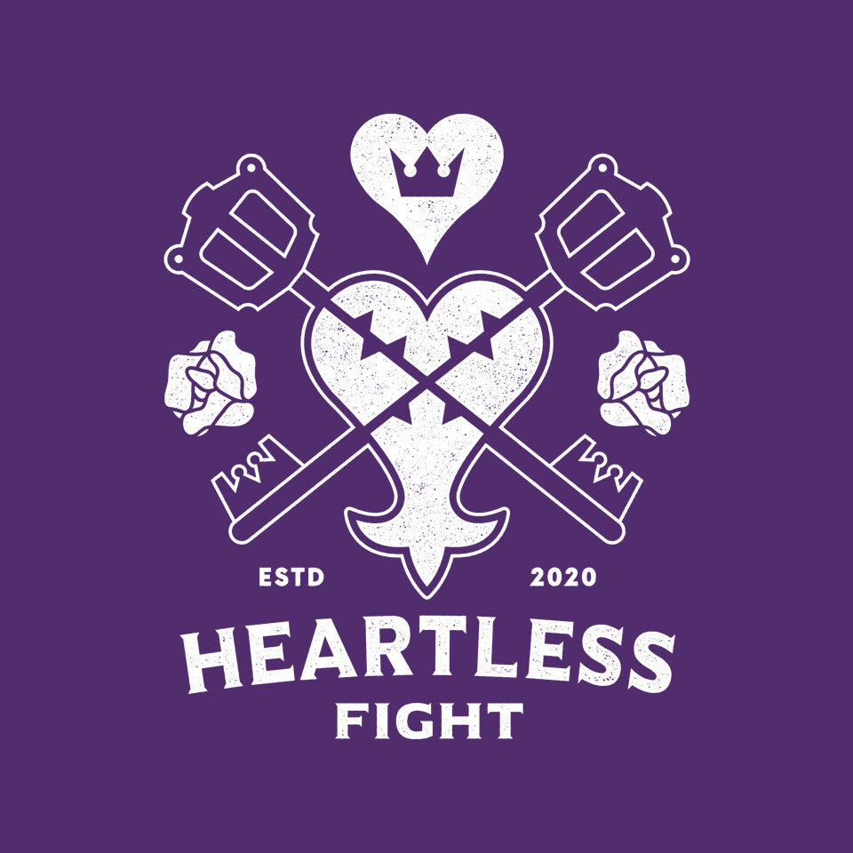 Keyblade Vs. Heartless – Gaming Graphic T-Shirt design artwork for purple graphic T-shirt