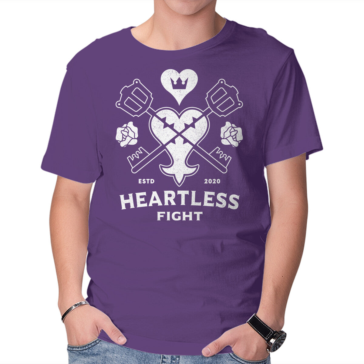 Keyblade Vs. Heartless – Gaming Graphic T-Shirt in purple, product display
