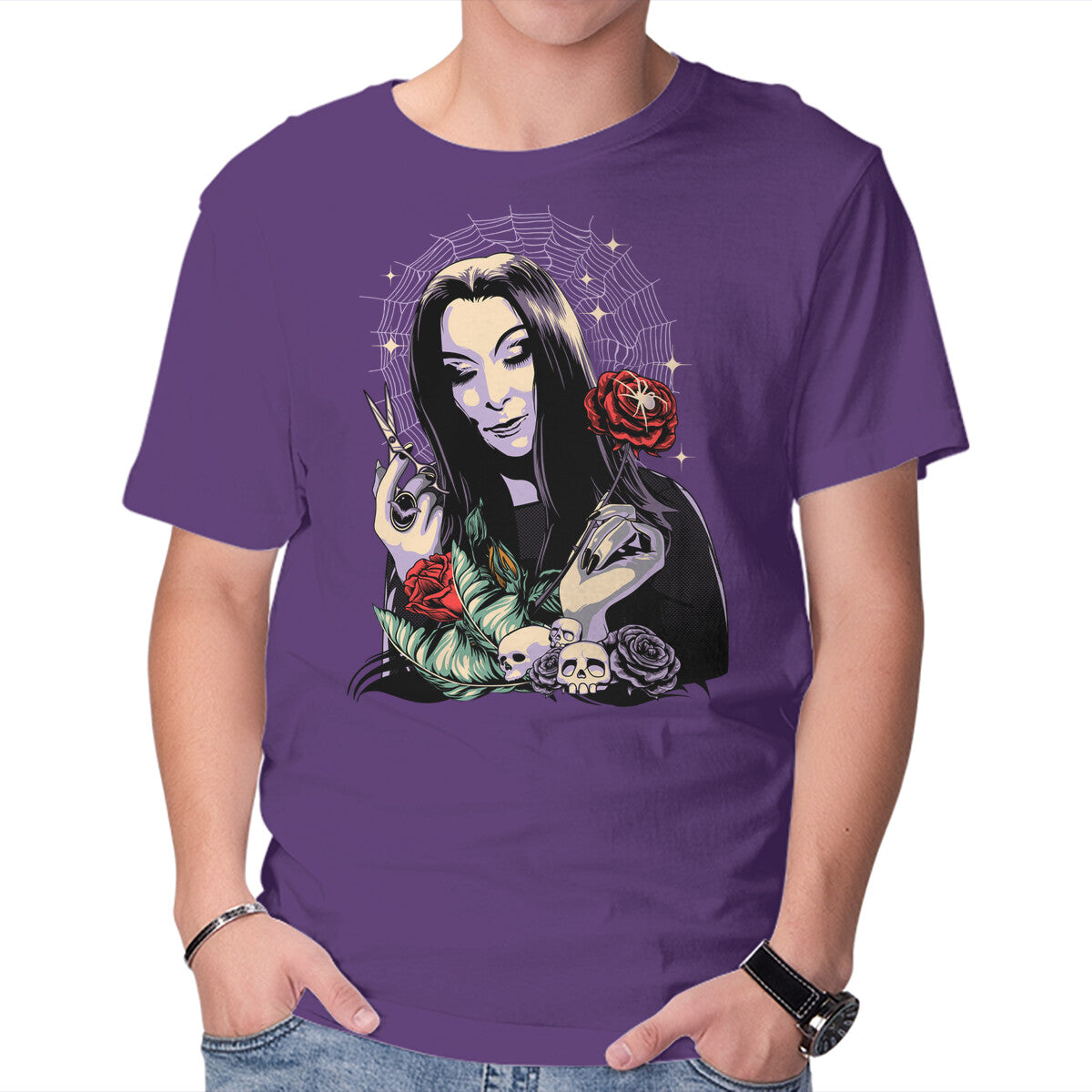 Sweet Morticia – Fantasy Graphic T-Shirt in purple, product display