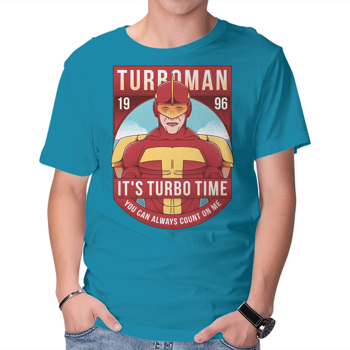It's Turbo Time – Movie Graphic T-Shirt in turquoise, product display