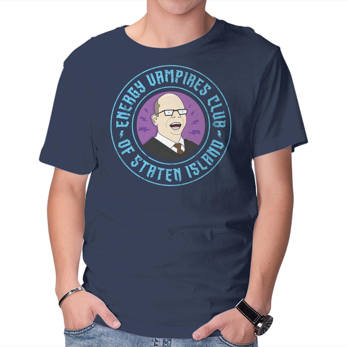 Energy Vampires Club – Fantasy Graphic T-Shirt in navy, product display