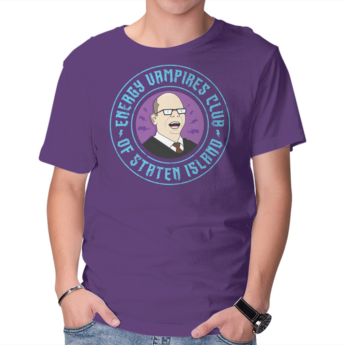 Energy Vampires Club – Fantasy Graphic T-Shirt in purple, product display