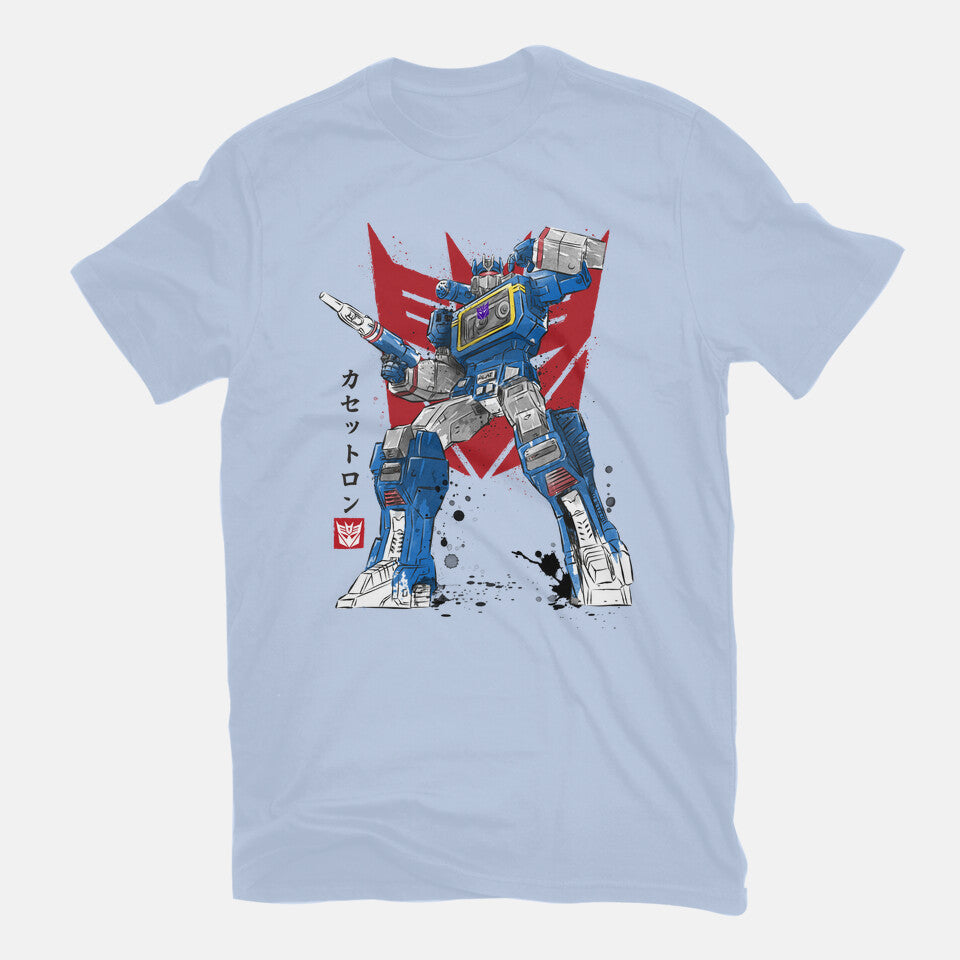 Sound Sumi-E – Sci-Fi Graphic T-Shirt in blue, flat-lay product view
