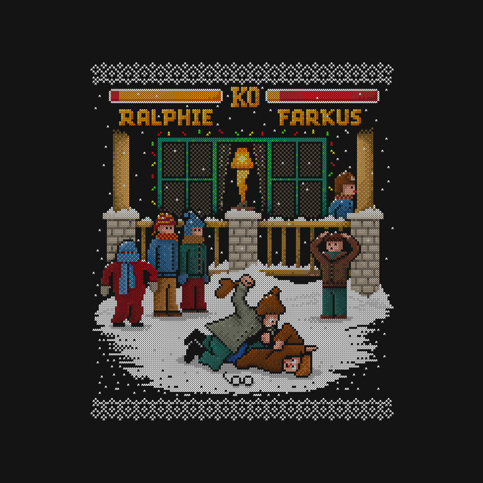The Christmas Fight – Movie Graphic T-Shirt design artwork for black graphic T-shirt