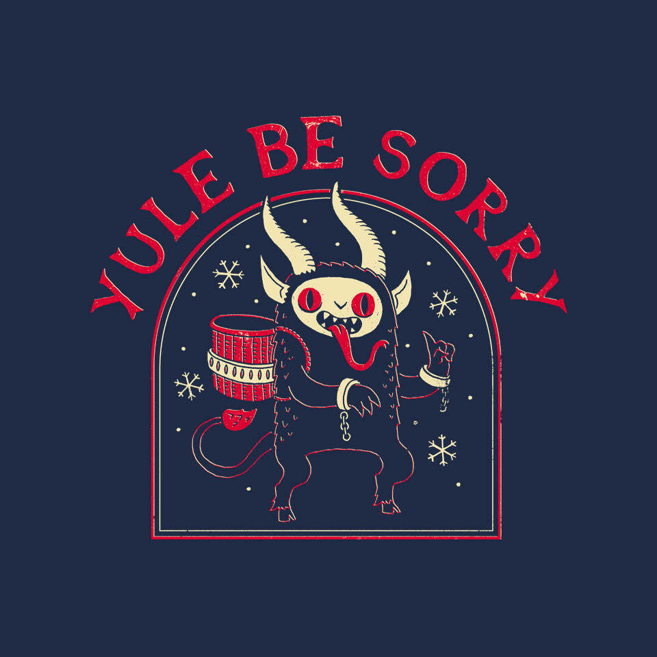 Yule Be Sorry – Horror Graphic T-Shirt design artwork for navy graphic T-shirt
