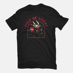 Yule Be Sorry – Horror Graphic T-Shirt in black, flat-lay product view