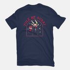 Yule Be Sorry – Horror Graphic T-Shirt in navy, flat-lay product view