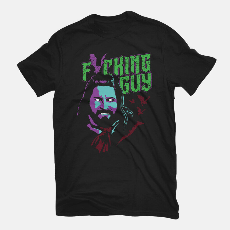 Fricking Guy – Fantasy Graphic T-Shirt in black, flat-lay product view