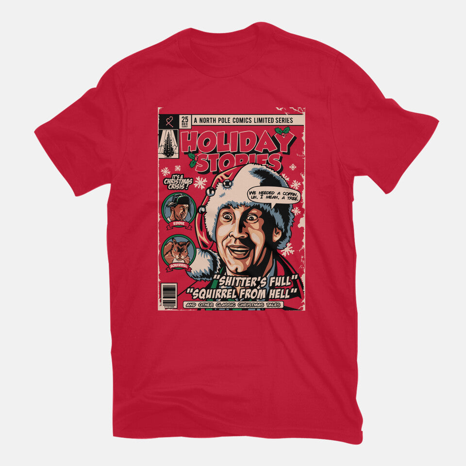 Holiday Stories Vol. 1 – Movie Graphic T-Shirt in red, flat-lay product view