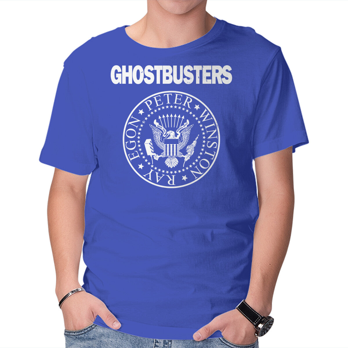 Ghost Punk – Halloween Graphic T-Shirt in royal blue, product display