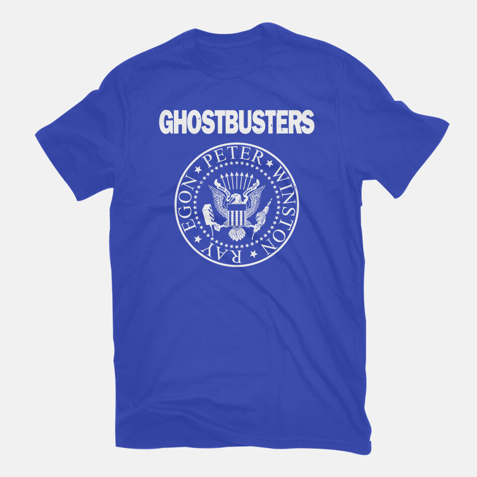 Ghost Punk – Halloween Graphic T-Shirt in royal blue, flat-lay product view