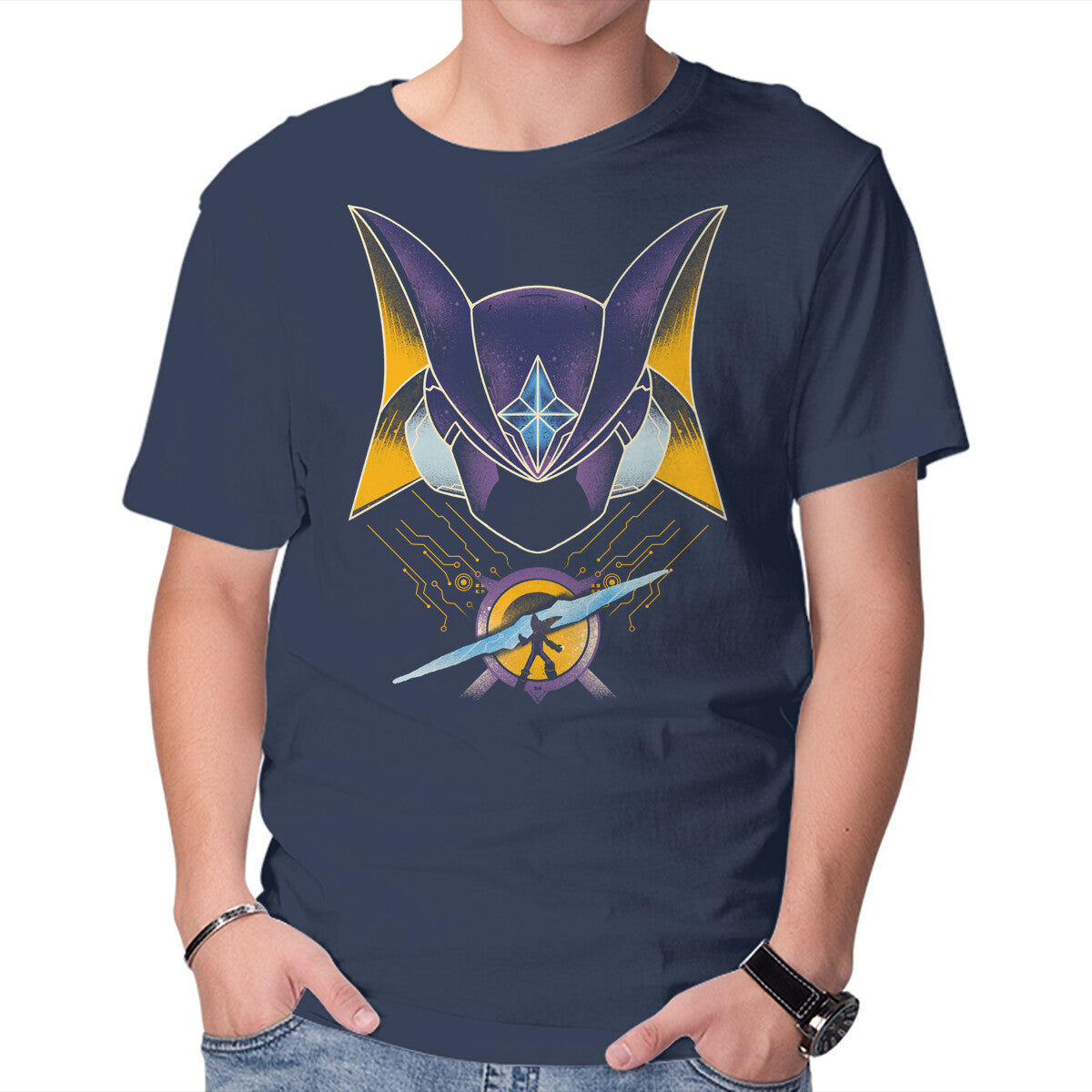 Legendary Navi – Gaming Graphic T-Shirt in navy, product display